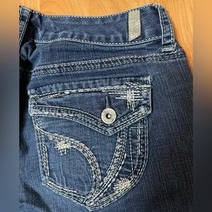 Atiya Jeans Dark Blue Straight Leg Jeans